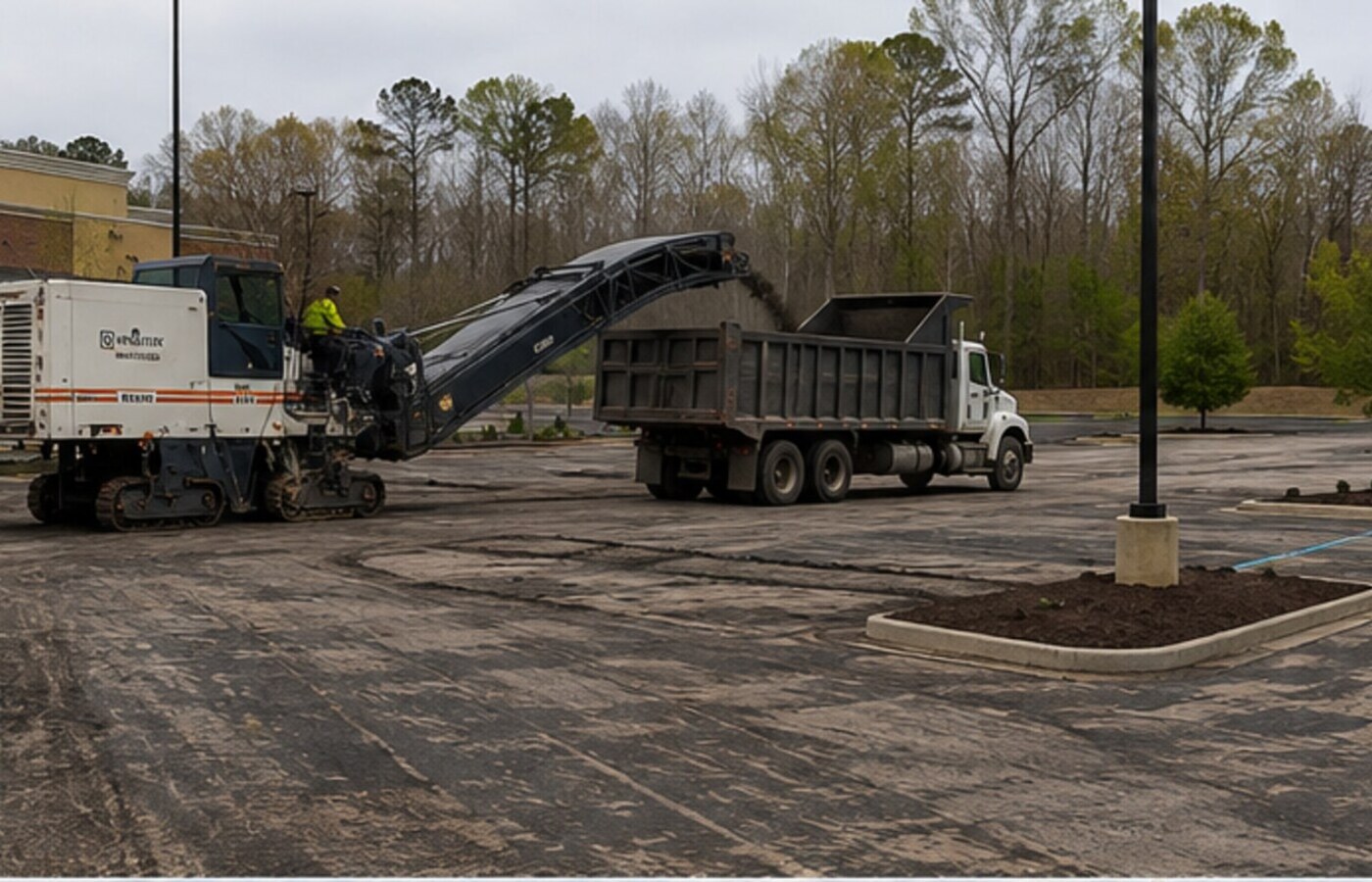 Commercial asphalt milling operation