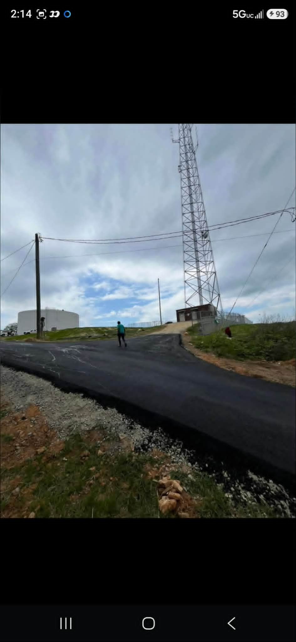 Freshly resurfaced asphalt roadway